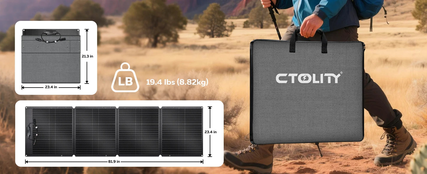 CTOLITY 200W Flexible ETFE Solar Panel Foldable 12V To 24V