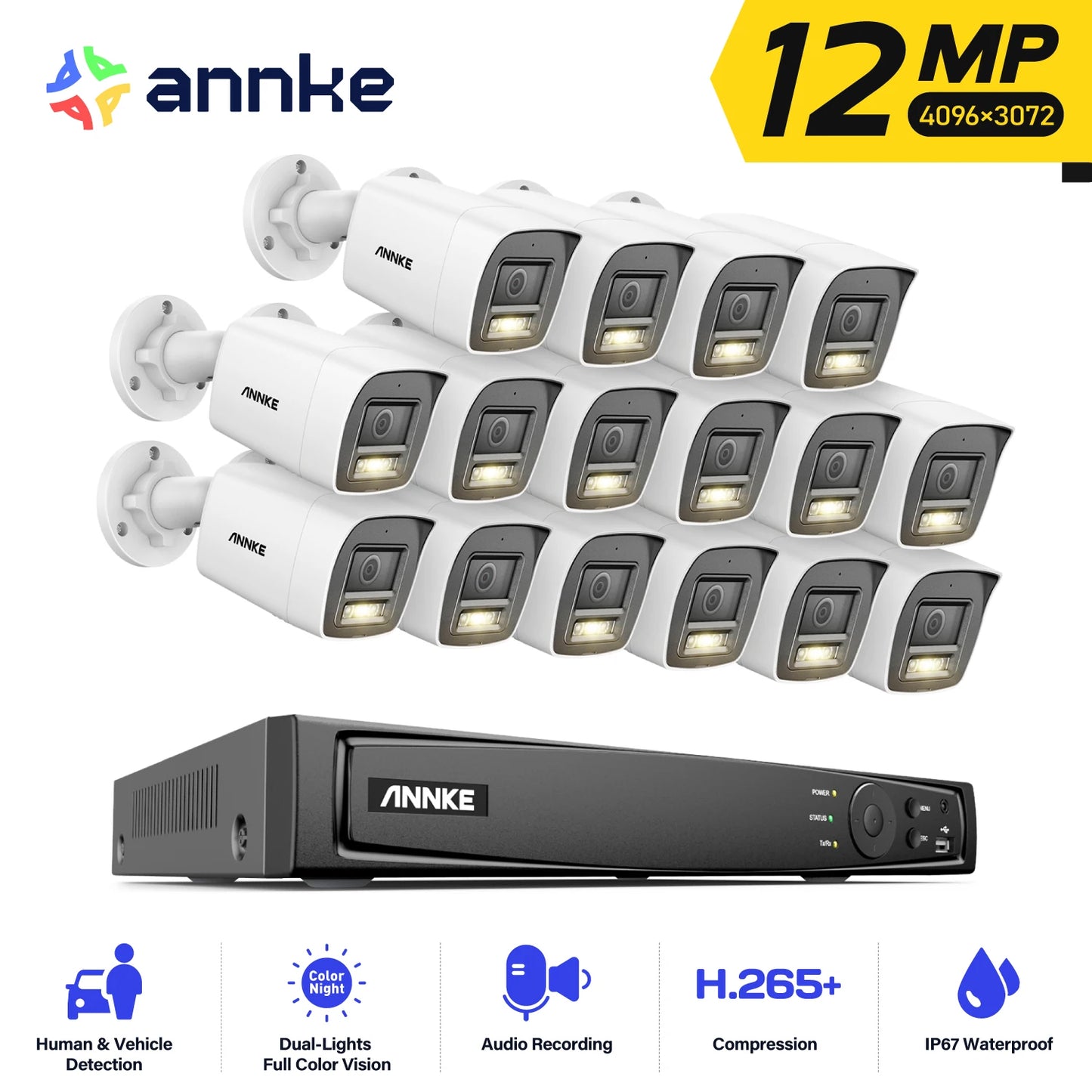 ANNKE 16CH NVR 12MP HD IP Security Camera System PoE