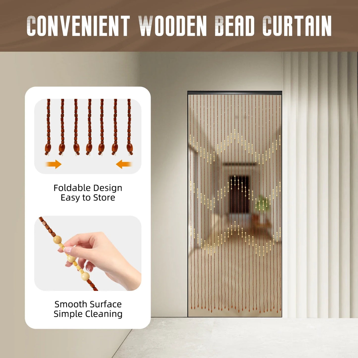 Hign Concerned Environmental Wooden Bead Curtain For Doors