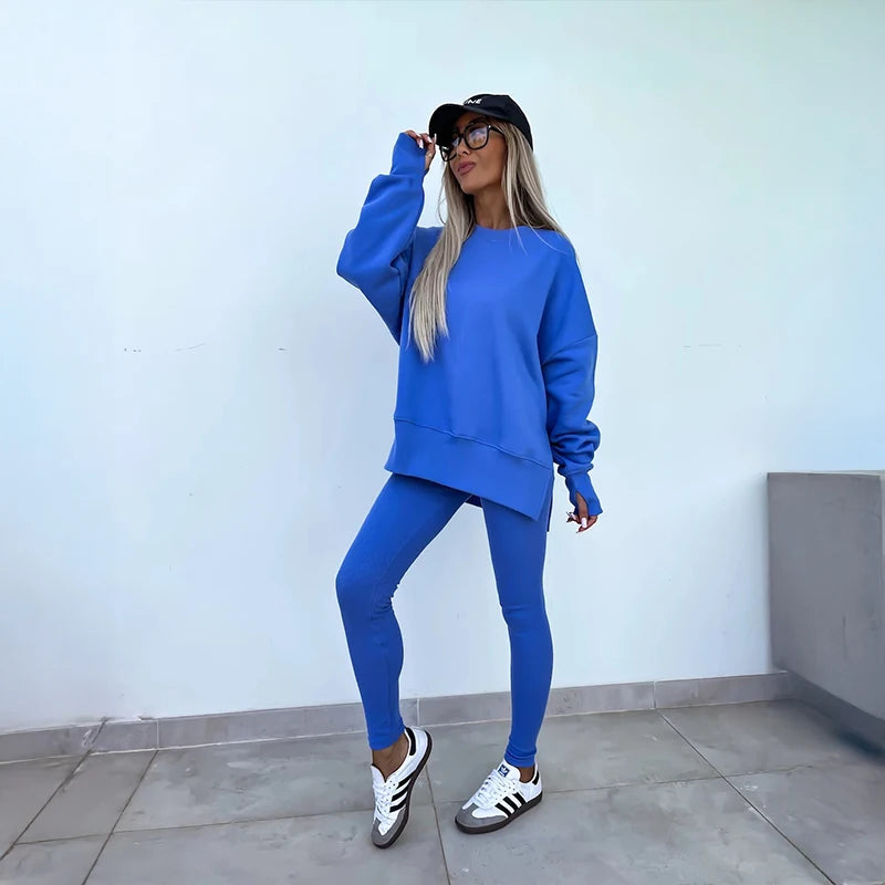 SCACTOCN Womens Spring Sports Hoodie Set Two Piece Yoga