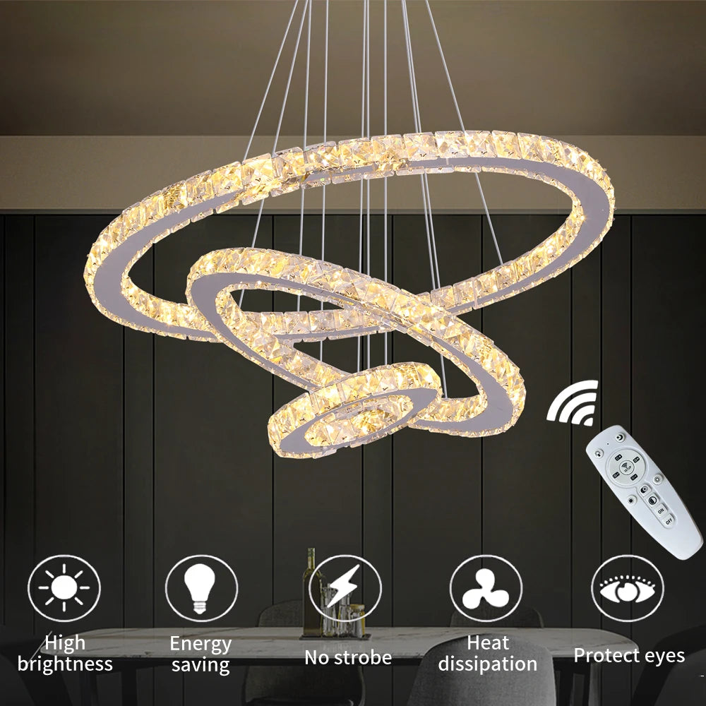 GreeLustr Crystal Chandelier Pendant Light With Dimmable LED