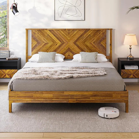 Vivian Bed Frame With Headboard Rustic Scandinavian Style