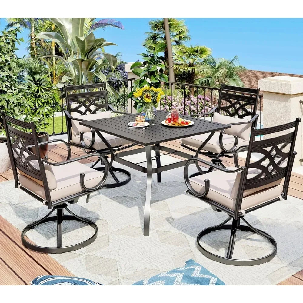 Guangbai 5 Piece Patio Dining Set With 4 Swivel Chairs
