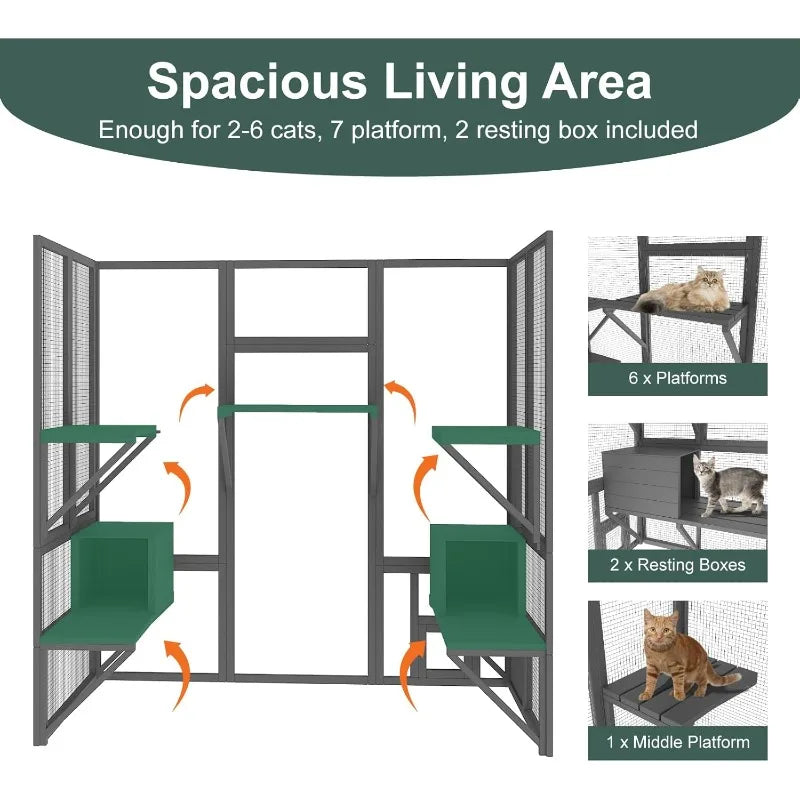 Hign-concerned Catio Outdoor Cat Enclosure Multiple Cats