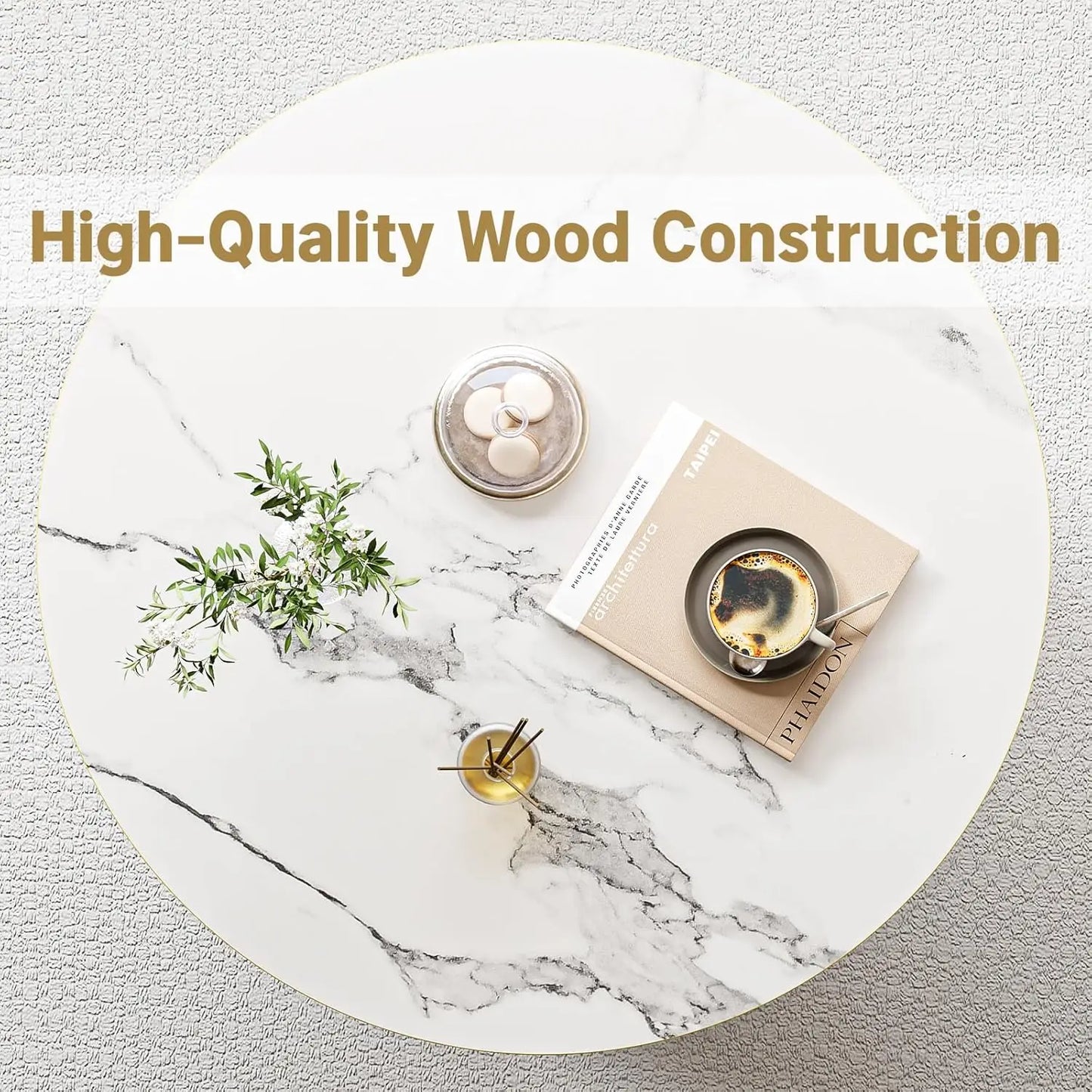 MERRONIX Three Tier Round Coffee Table With Storage