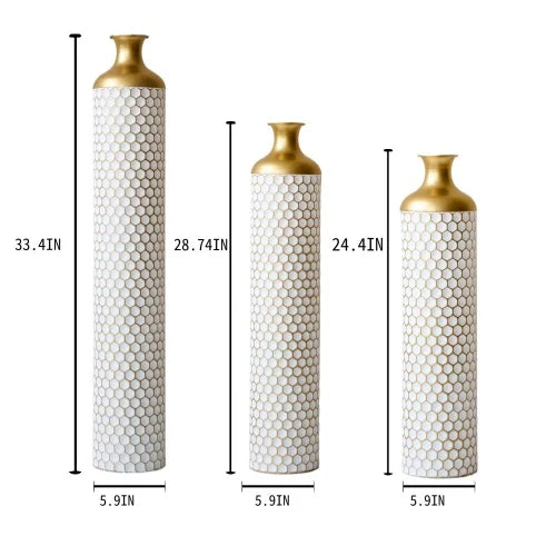 Hign-concerned Floor Metal Vase Set Of 3 Modern Decor