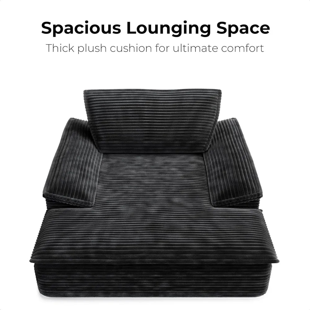 Corduroy Chaise Lounge Chair Sofa Bed Sleeper Couch