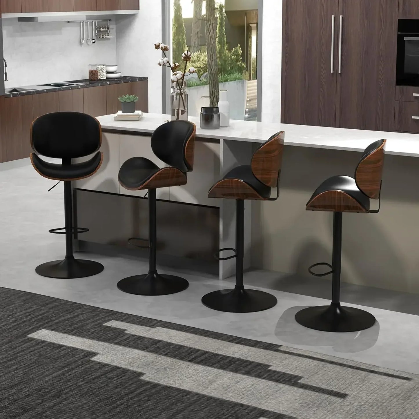 XMSJ Modern Swivel Bar Stools with Adjustable Height for Kitchen