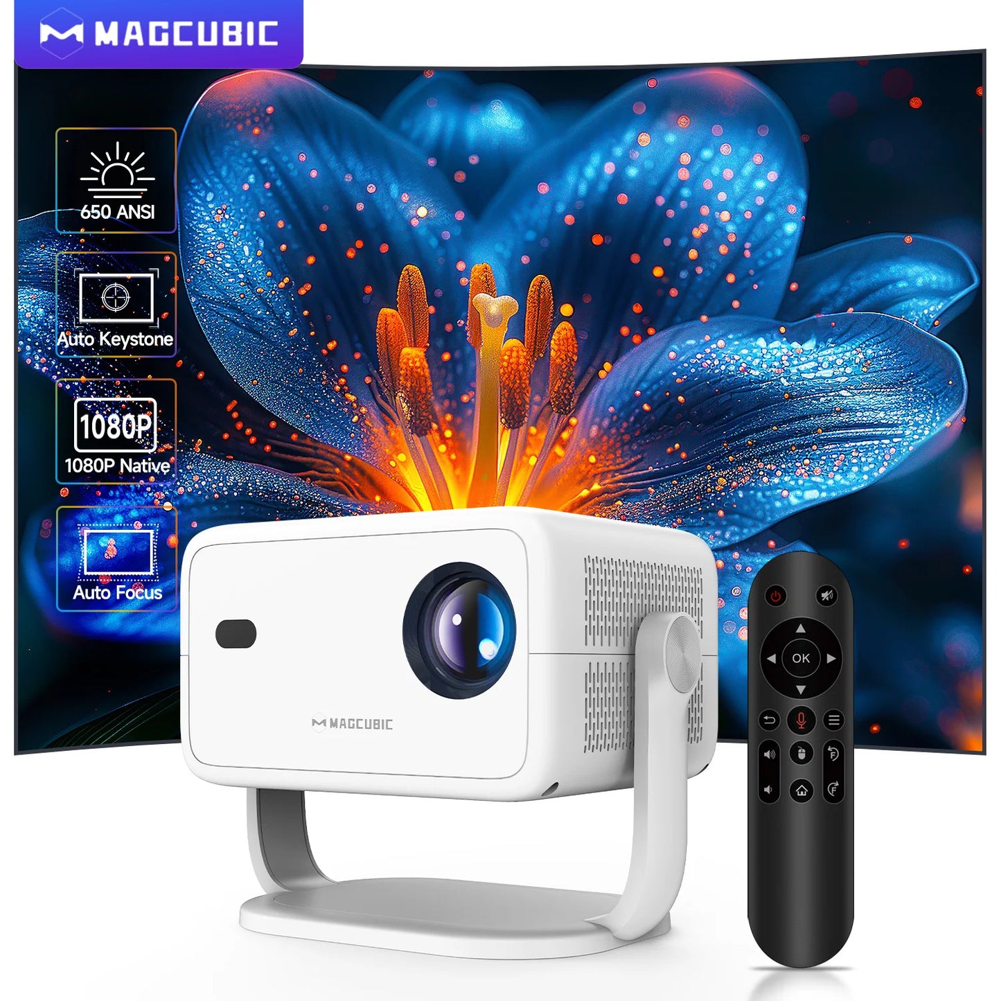 Magcubic 650ANSI L018 Portable Projector 8K Native 1080P Auto Focus