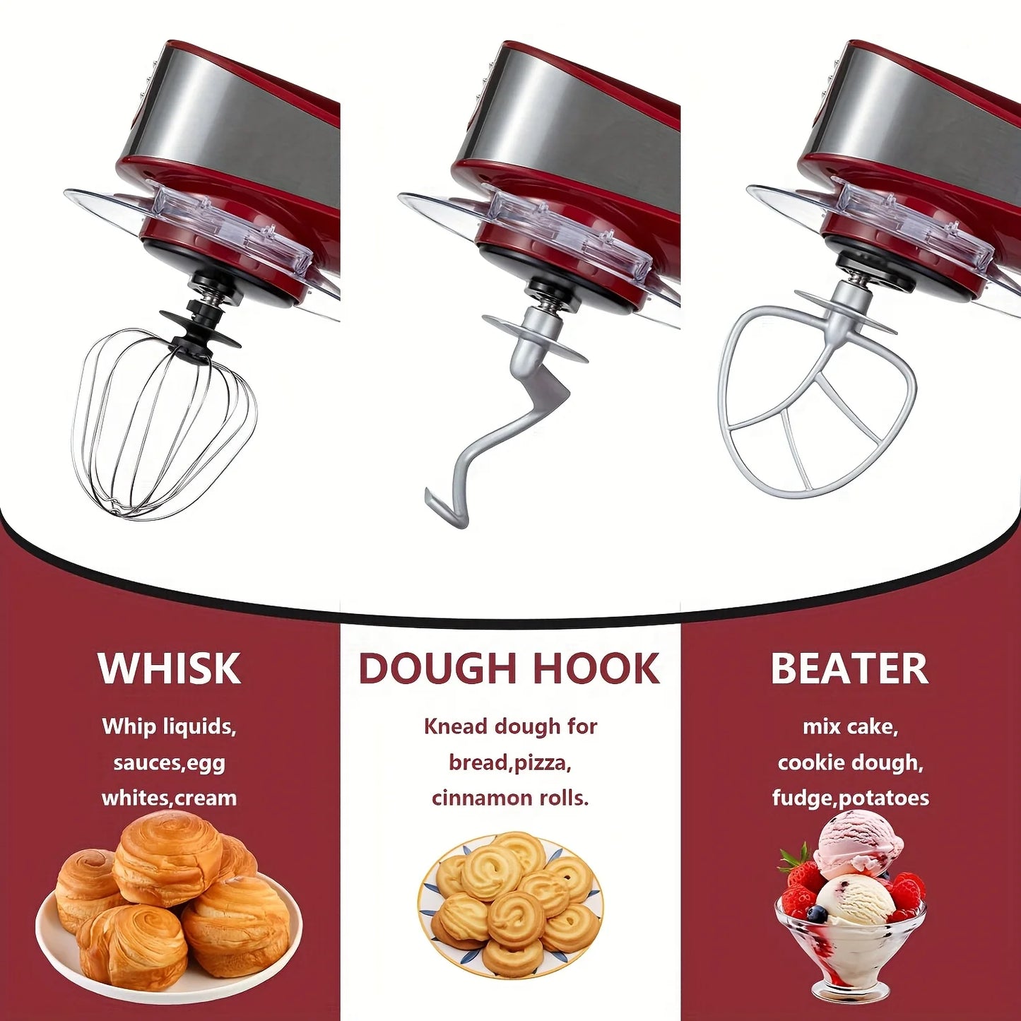 Electric Vertical Mixer 400W 6-Speed Pulse Button With Attachments