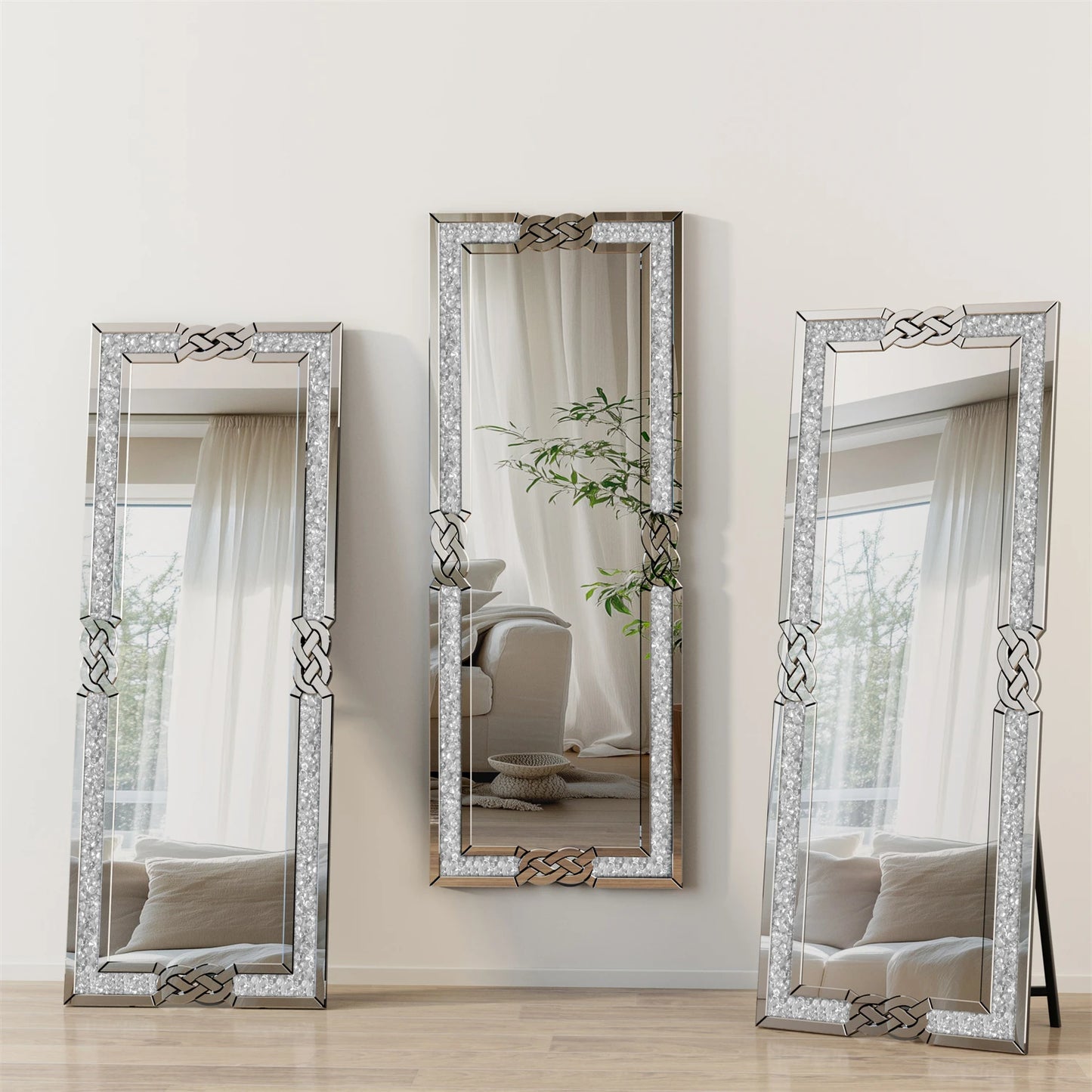 Hign Concerned Crushed Diamond Full Length Mirror Framed