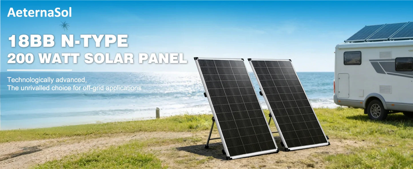 AeternaSol 200W N Type Monocrystalline Solar Panel Kit Off Grid PV System