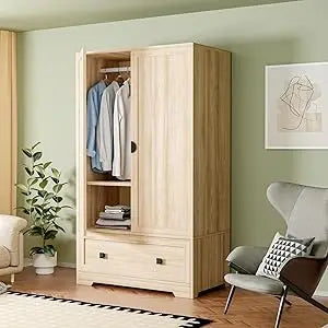 Ticify High Gloss Wardrobe With Mirror Four Doors Drawers