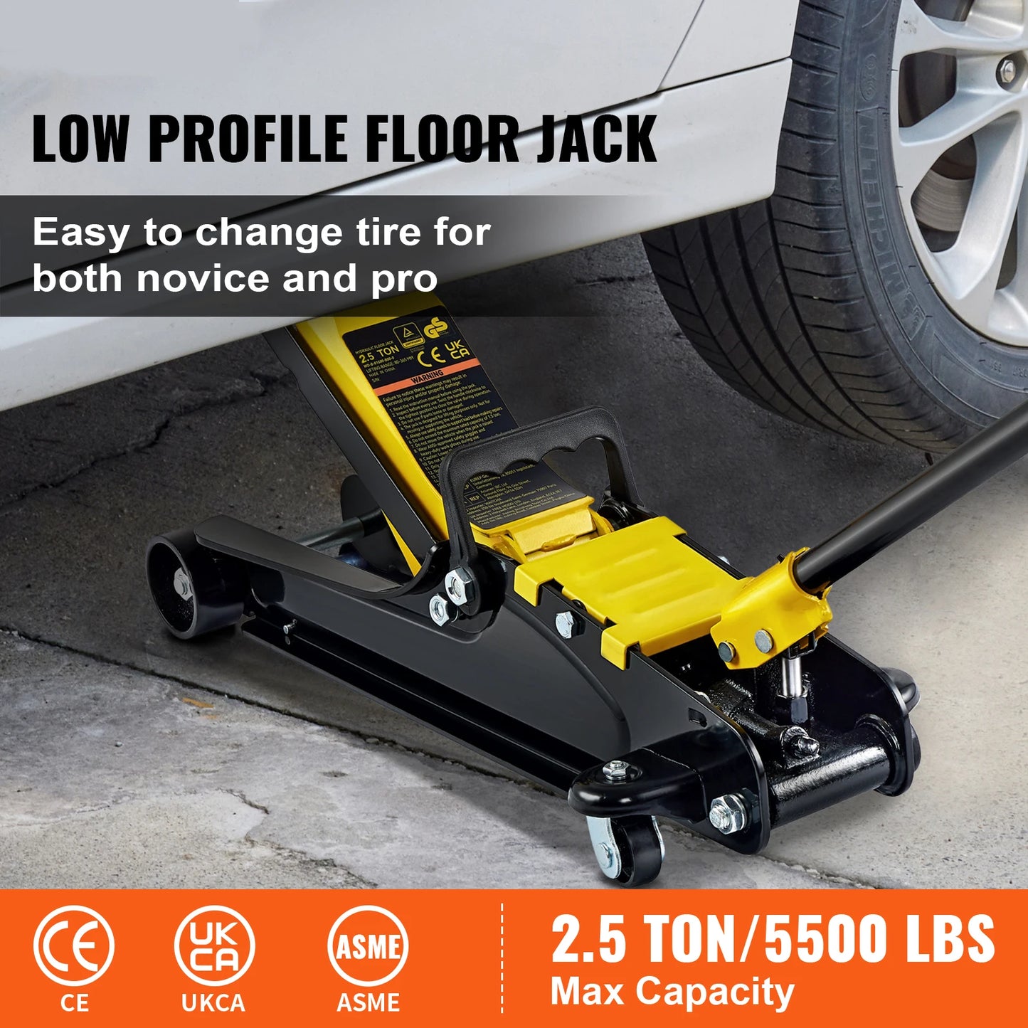 SucceBuy Two And A Half Ton Floor Hydraulic Jack Pneumatic Low Profile Steel