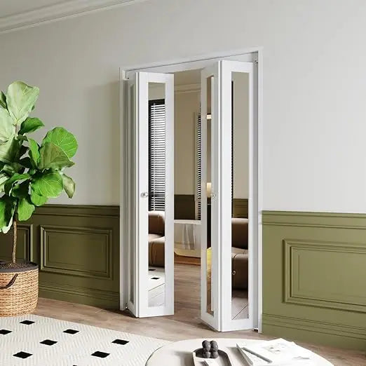 XUYUAN Closet Door Full Lite Reeded Glass Bifold Doors