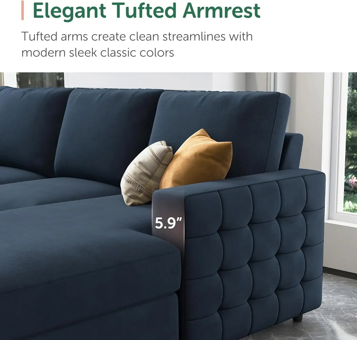 Combination U Shape Sectional Sleeper Sofa With Pull Out Bed