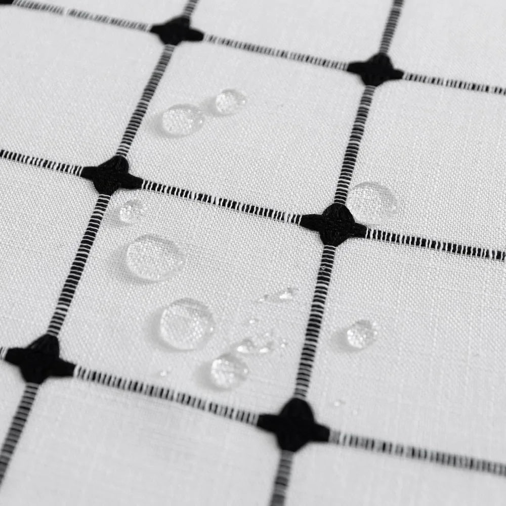 No Hook Shower Curtain With Snap In Fabric Liner Grid