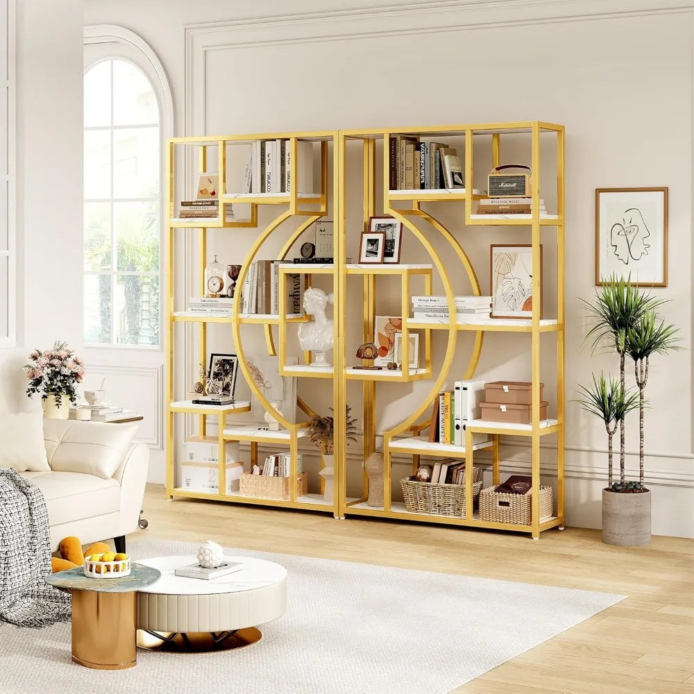 Hign-concerned 5 Tier Industrial Farmhouse Bookshelf