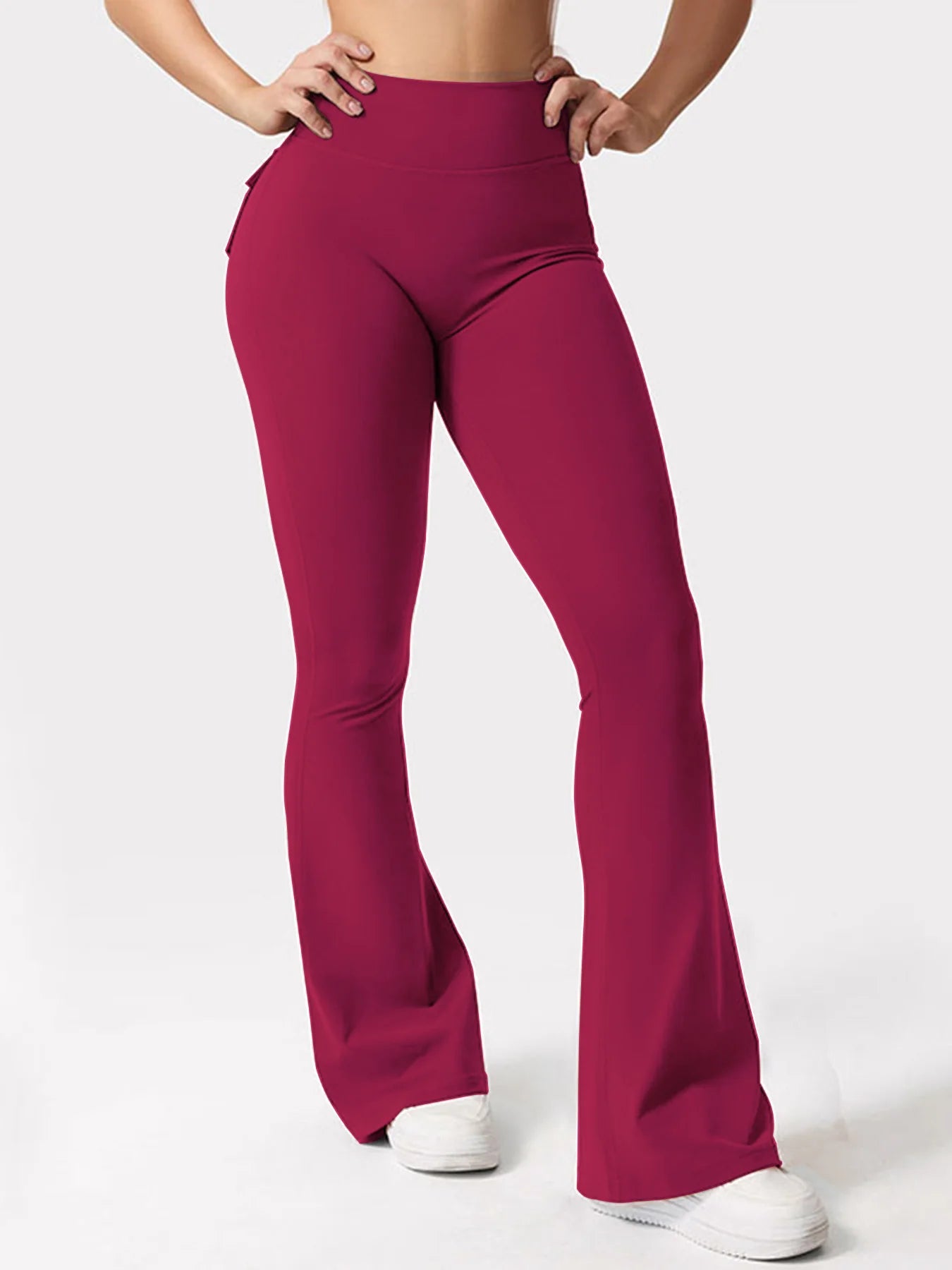 Women's High Waisted Yoga Flare Trousers With Pockets For Gym