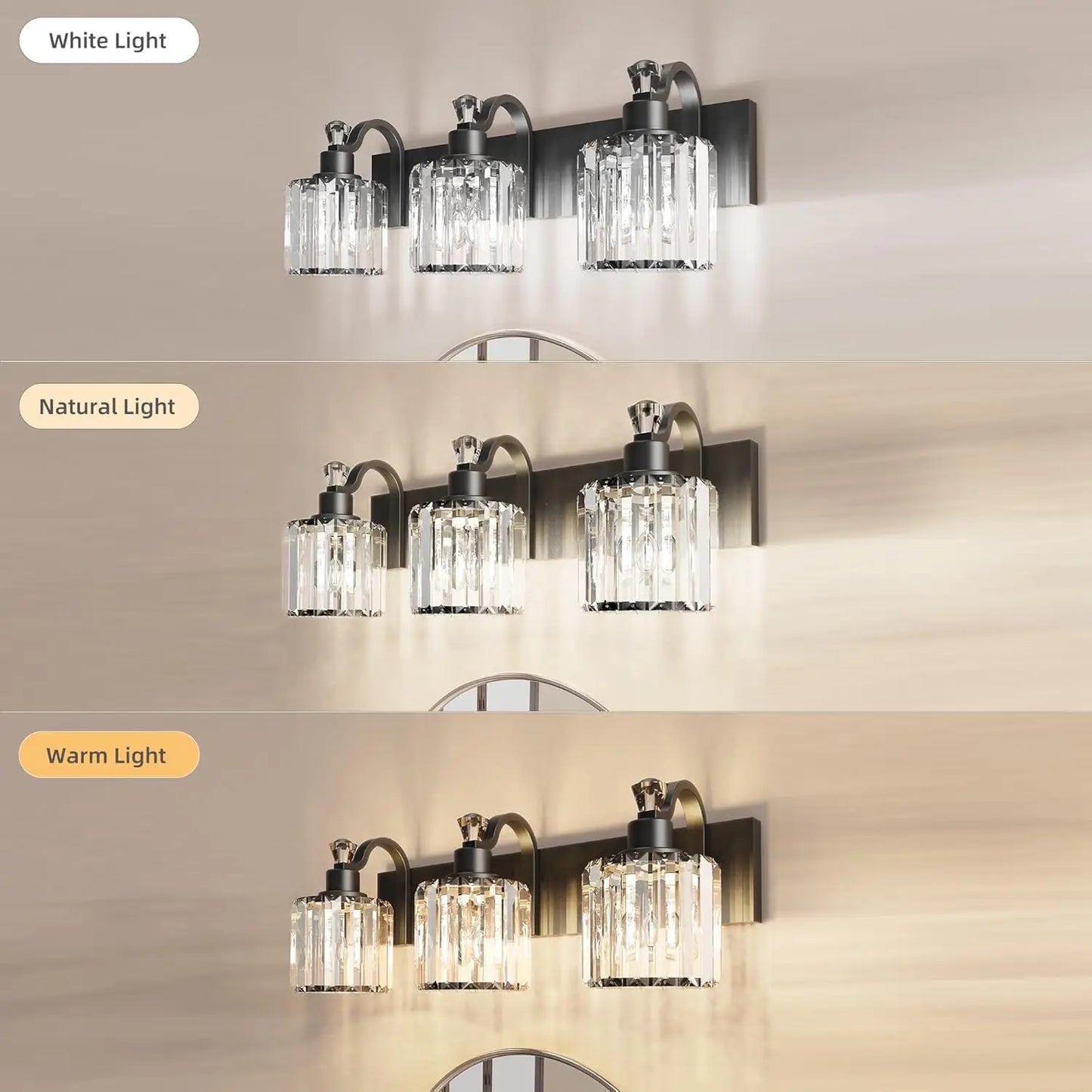 TWISTER.CK Modern Crystal Vanity Lights for Bathroom