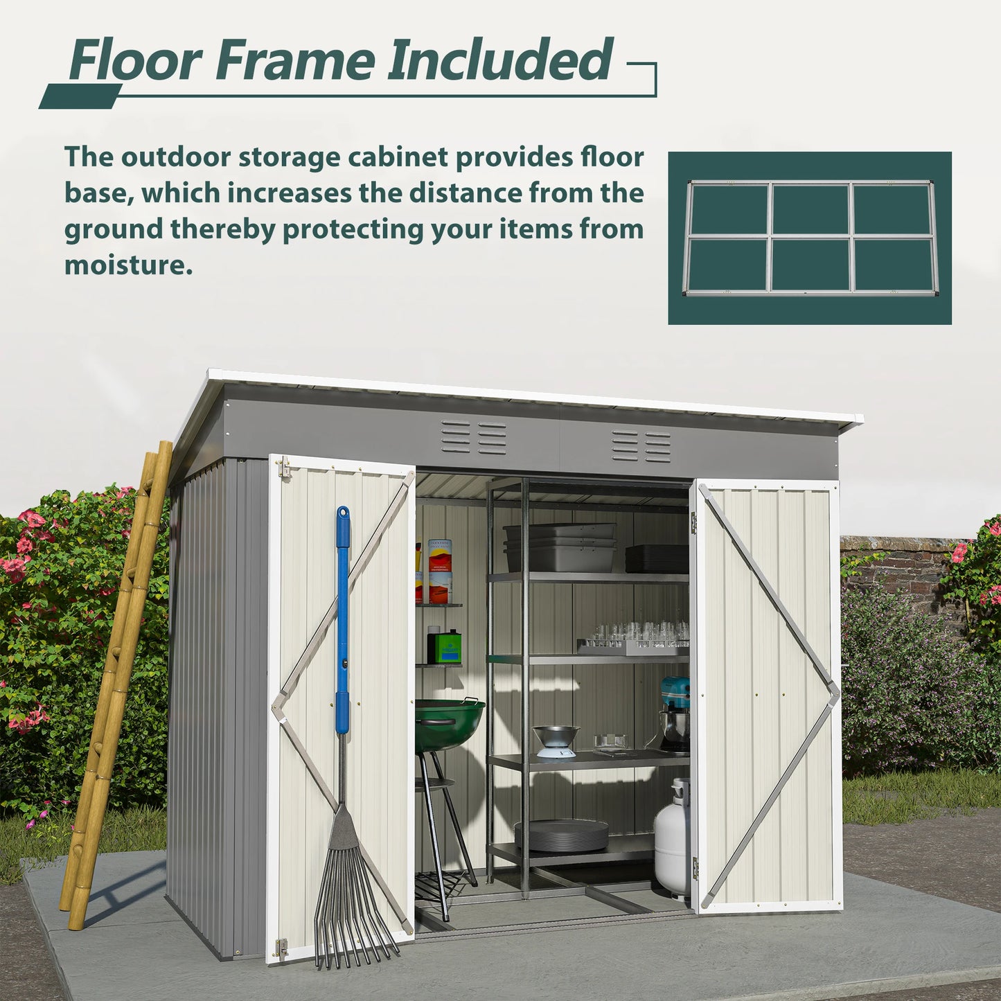 LZBEITEM Outdoor Storage Shed With Lockable Door And Vents