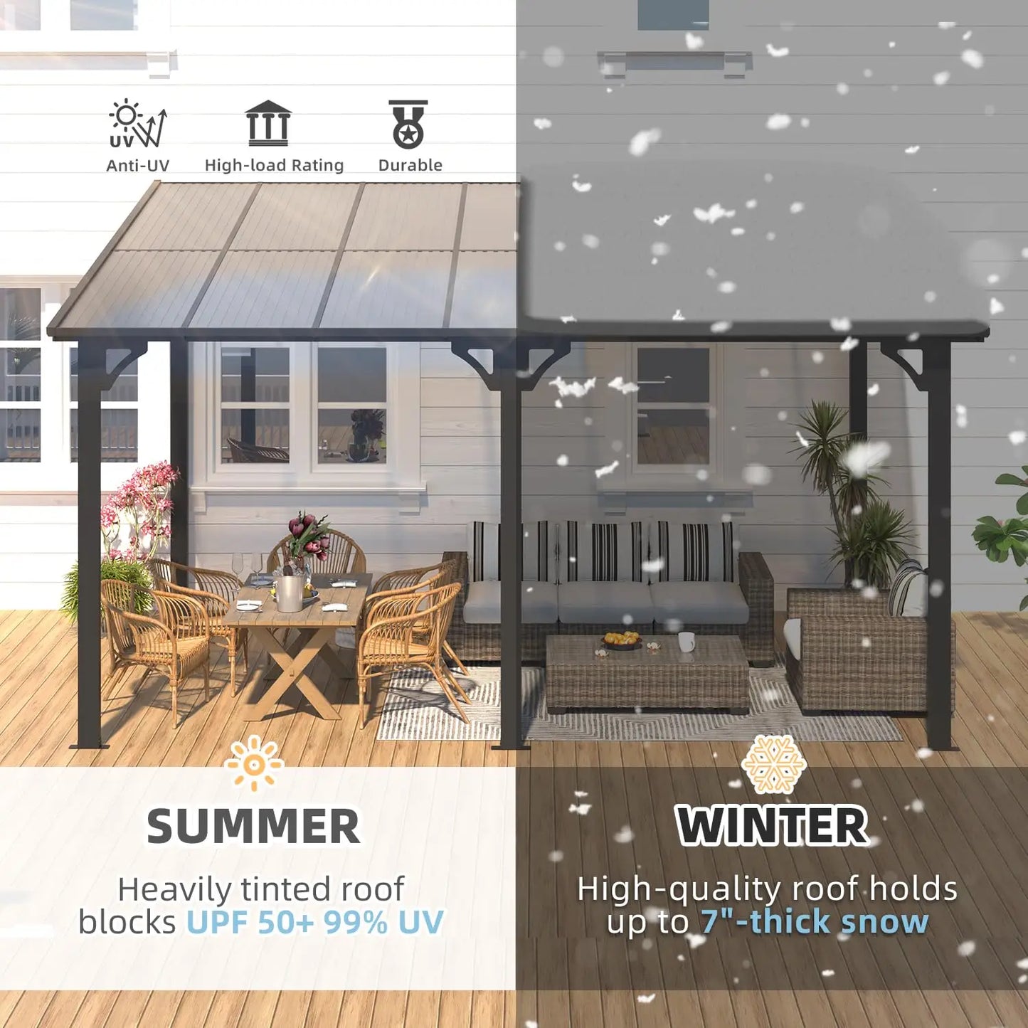 Heavy Duty Aluminum Gazebo For Patio Hard Top Outdoor Shade