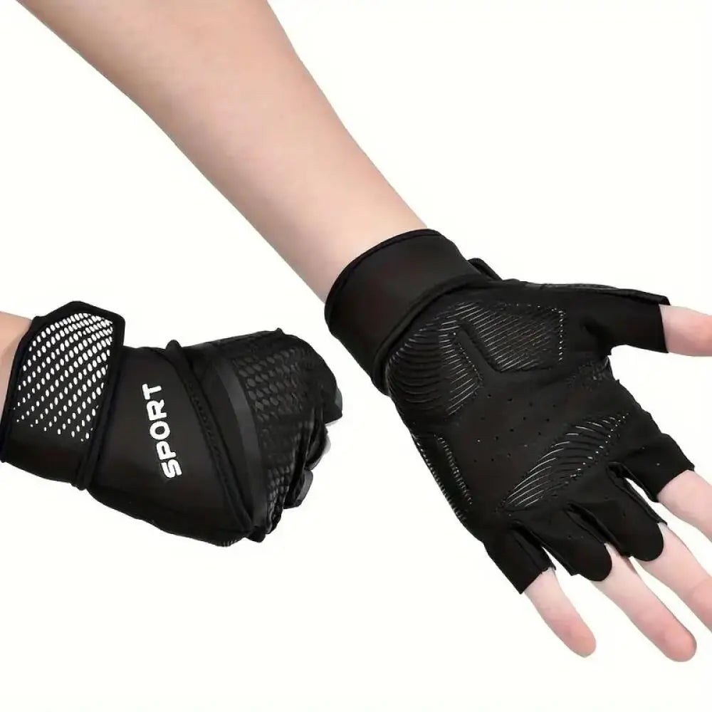 Unisex Half Finger Sports Gloves Polyester Non Slip for Training