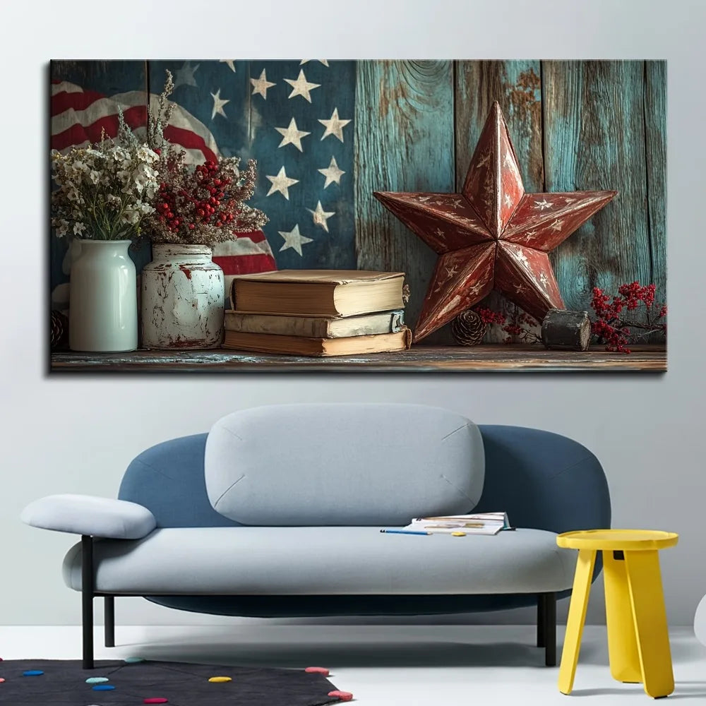 Hign-concerned American Flag Pine Frame Patriotic Posters