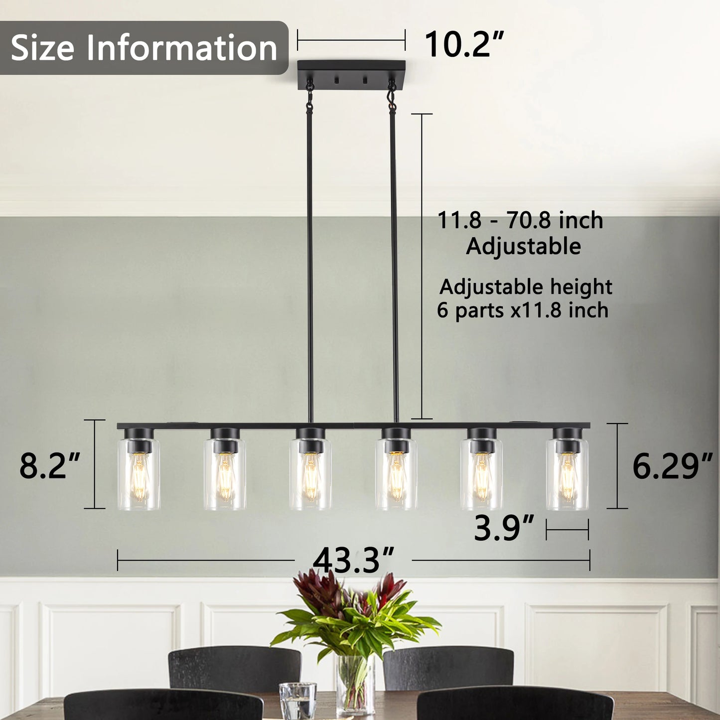 Glass Chandelier 5 to 6 Light Kitchen Island Pendant Light