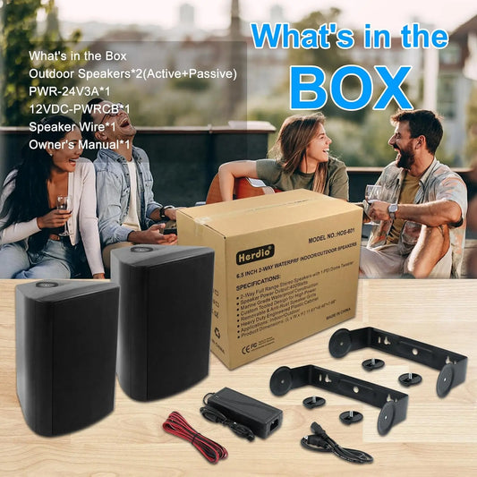 Herdio Indoor Outdoor Bluetooth Speakers Wall Mount 2 Pack