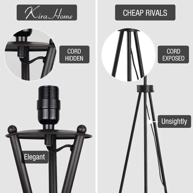 Kira Home Sadie Mid Century Tripod LED Floor Lamp Accent