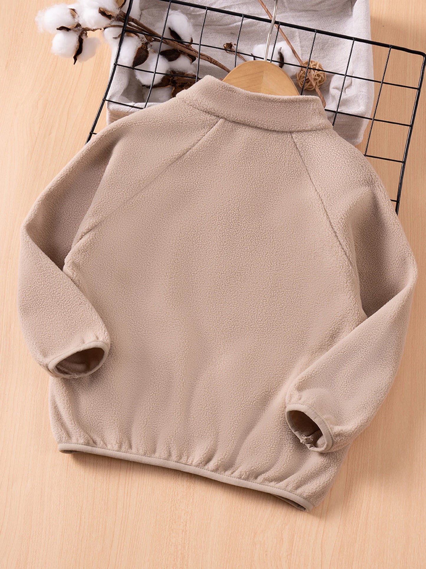 Girls Winter Fleece Jacket With Zipper Closure And Stand Collar For Toddlers