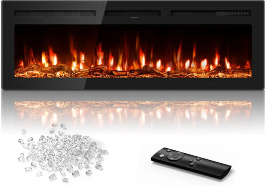 In-Wall Electric Fireplace With Remote Control 1500 750W Heater