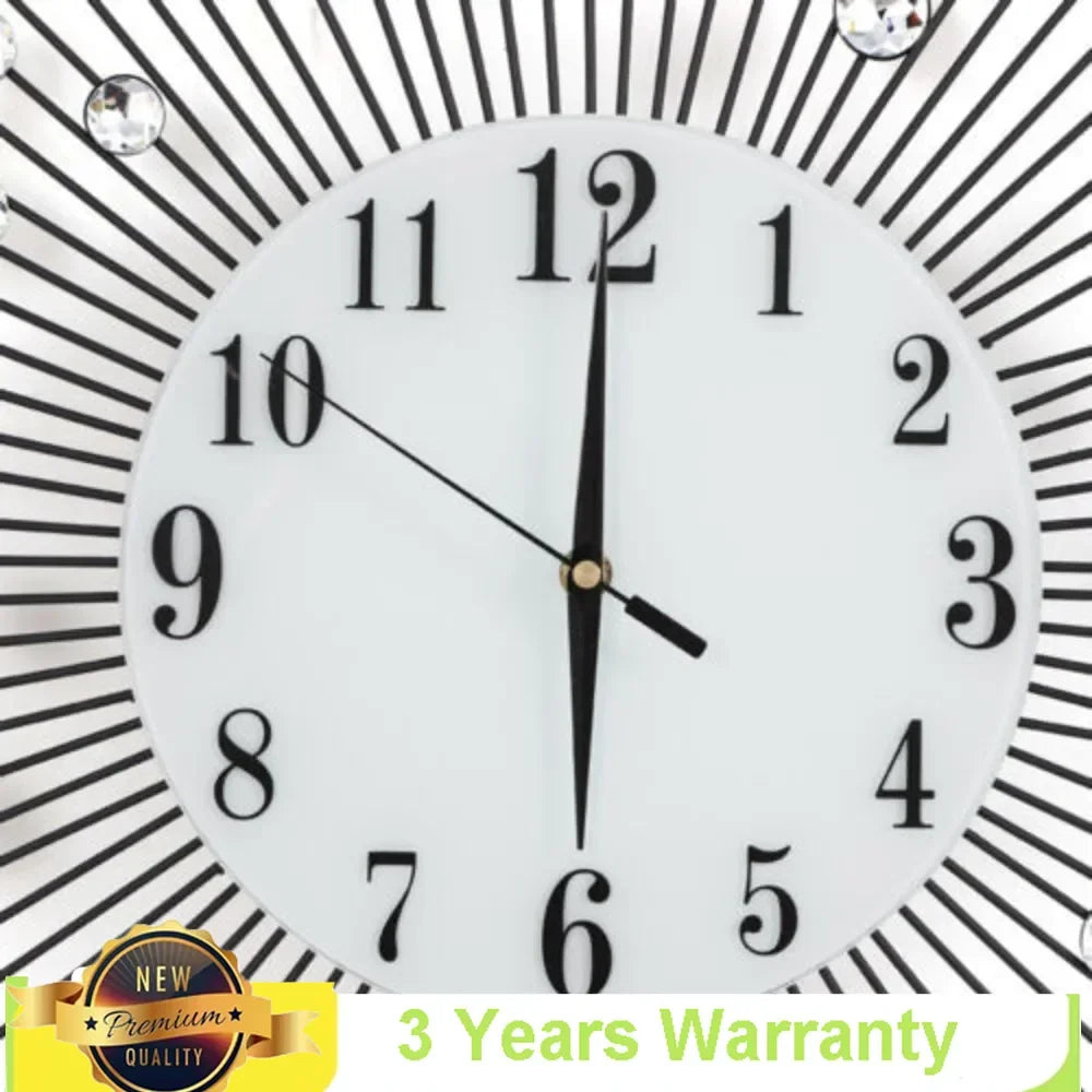 Display 3D Sunburst Wall Clock Diamond Modern Luxury