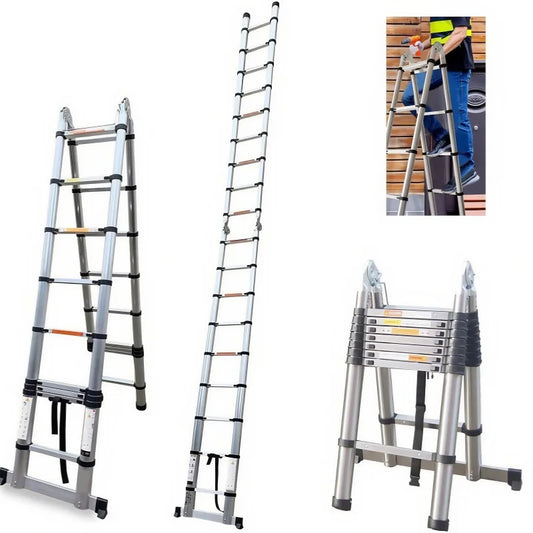 Aluminum Folding Ladder A Frame Anti Wobble Indoor Outdoor