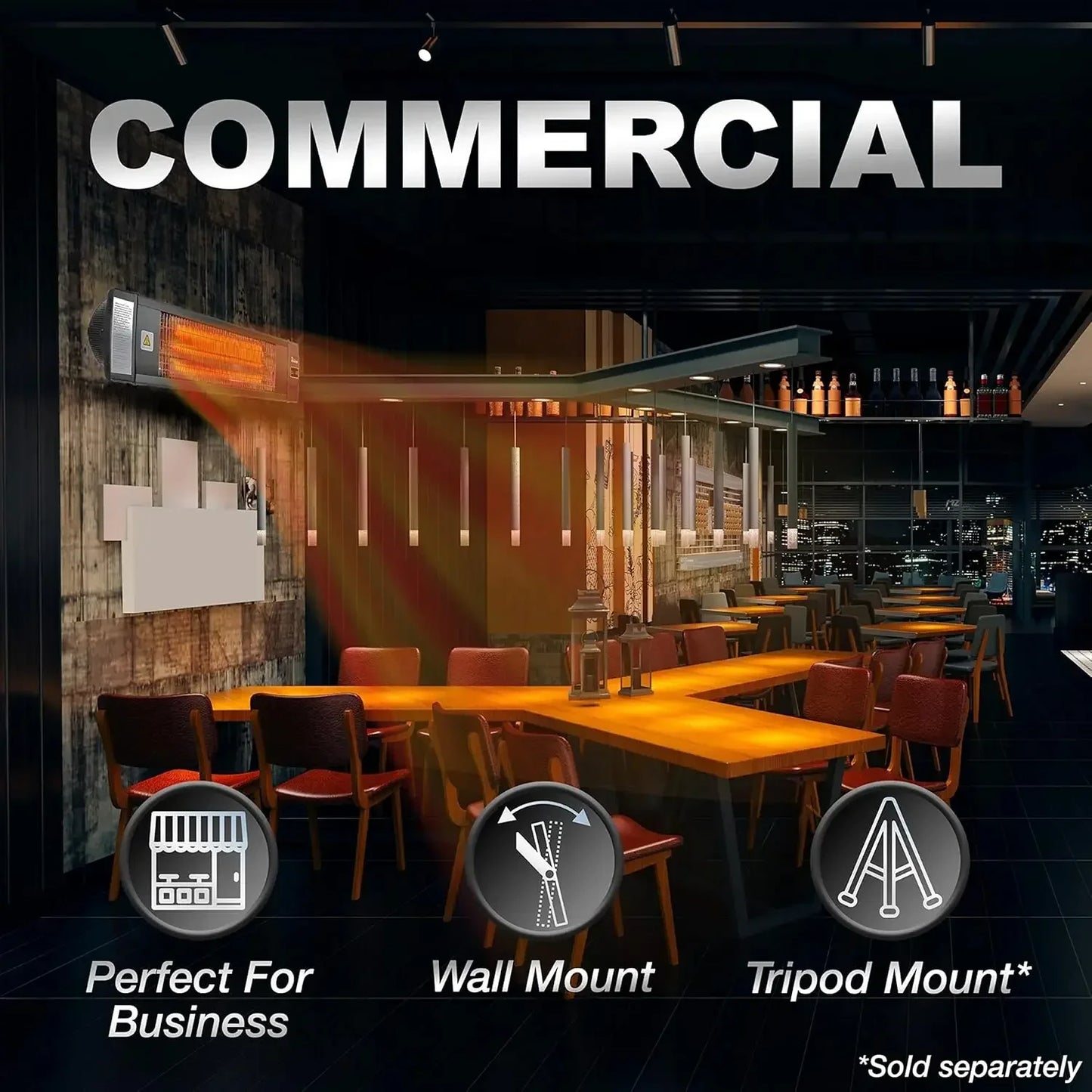 XMSJ Carbon Infrared Outdoor Heater for Restaurant Patio Backyard