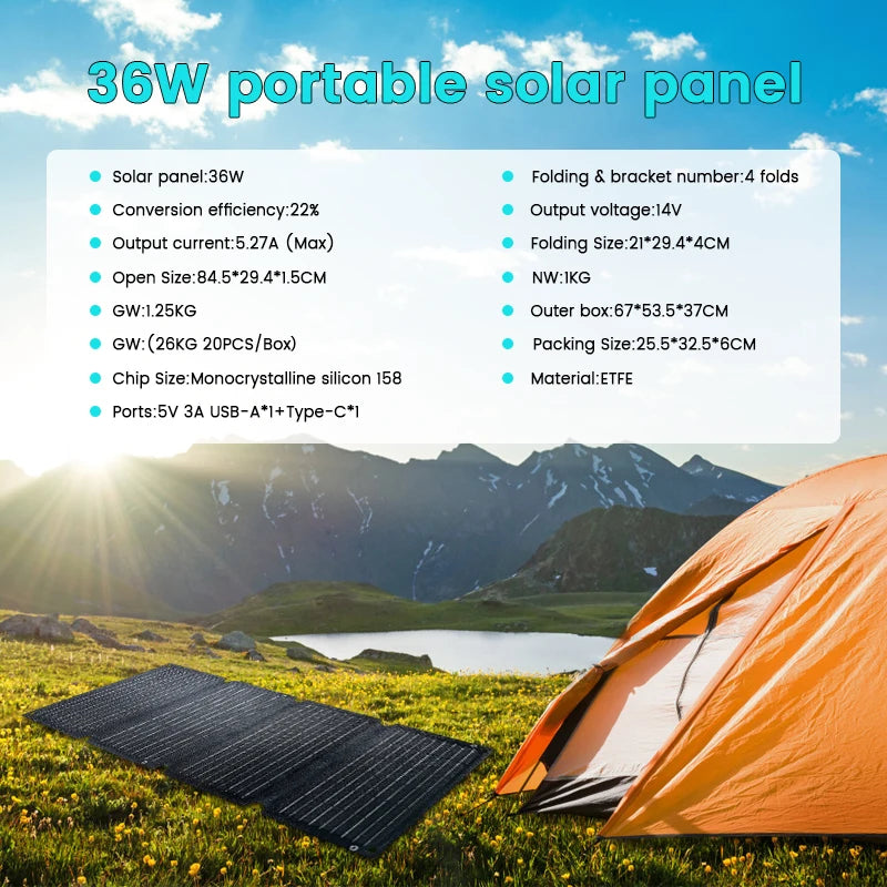 CTOLITY Portable Solar Panel Kit With MPPT 18V Foldable