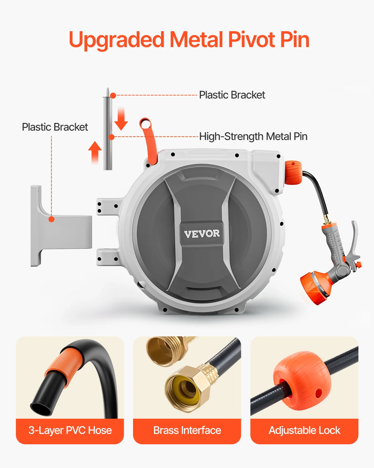 SucceBuy Retractable Garden Hose Reel With 9 Nozzle