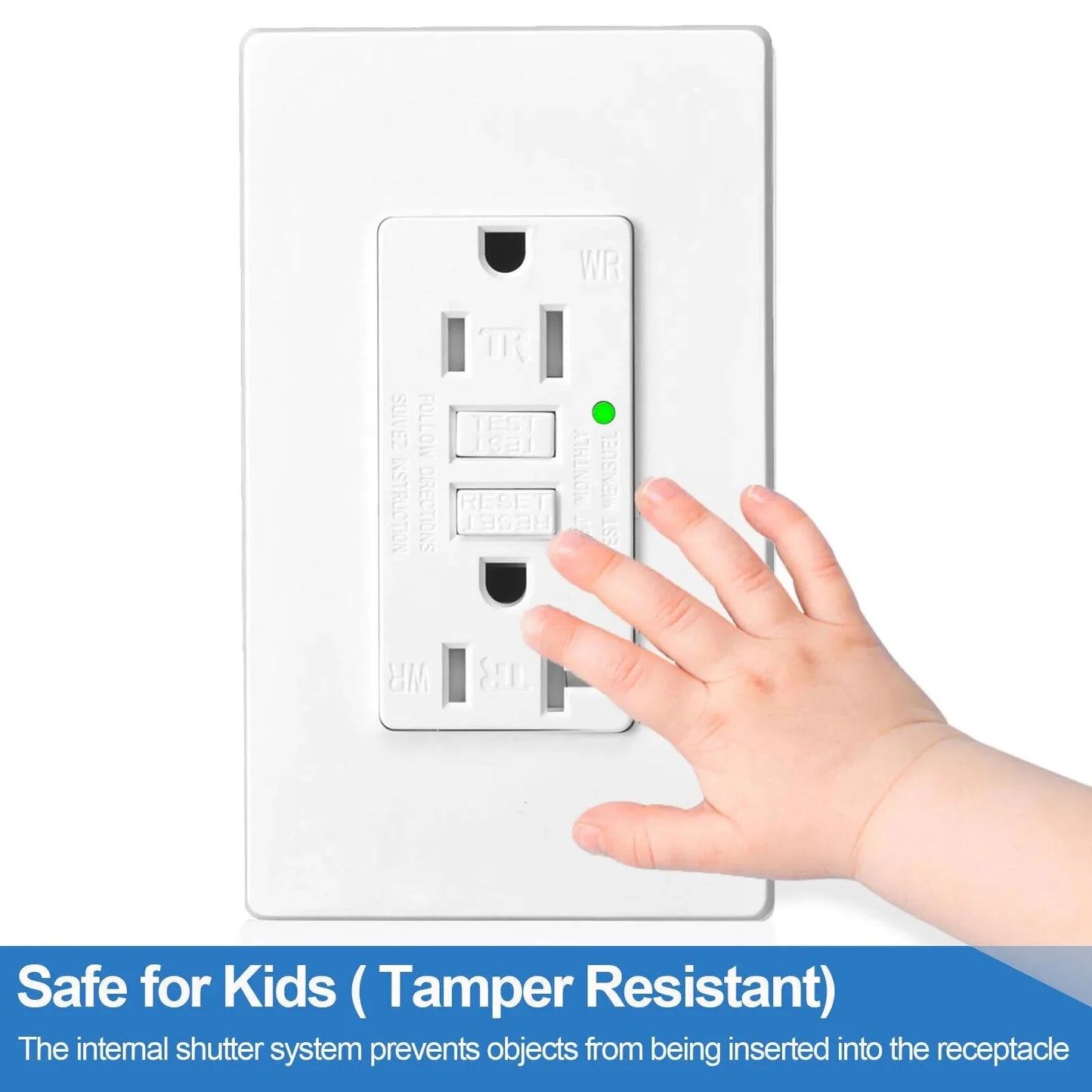 GFCI 15A Weather-Resistant Tamper-Resistant Wall Outlet With LED Indicator