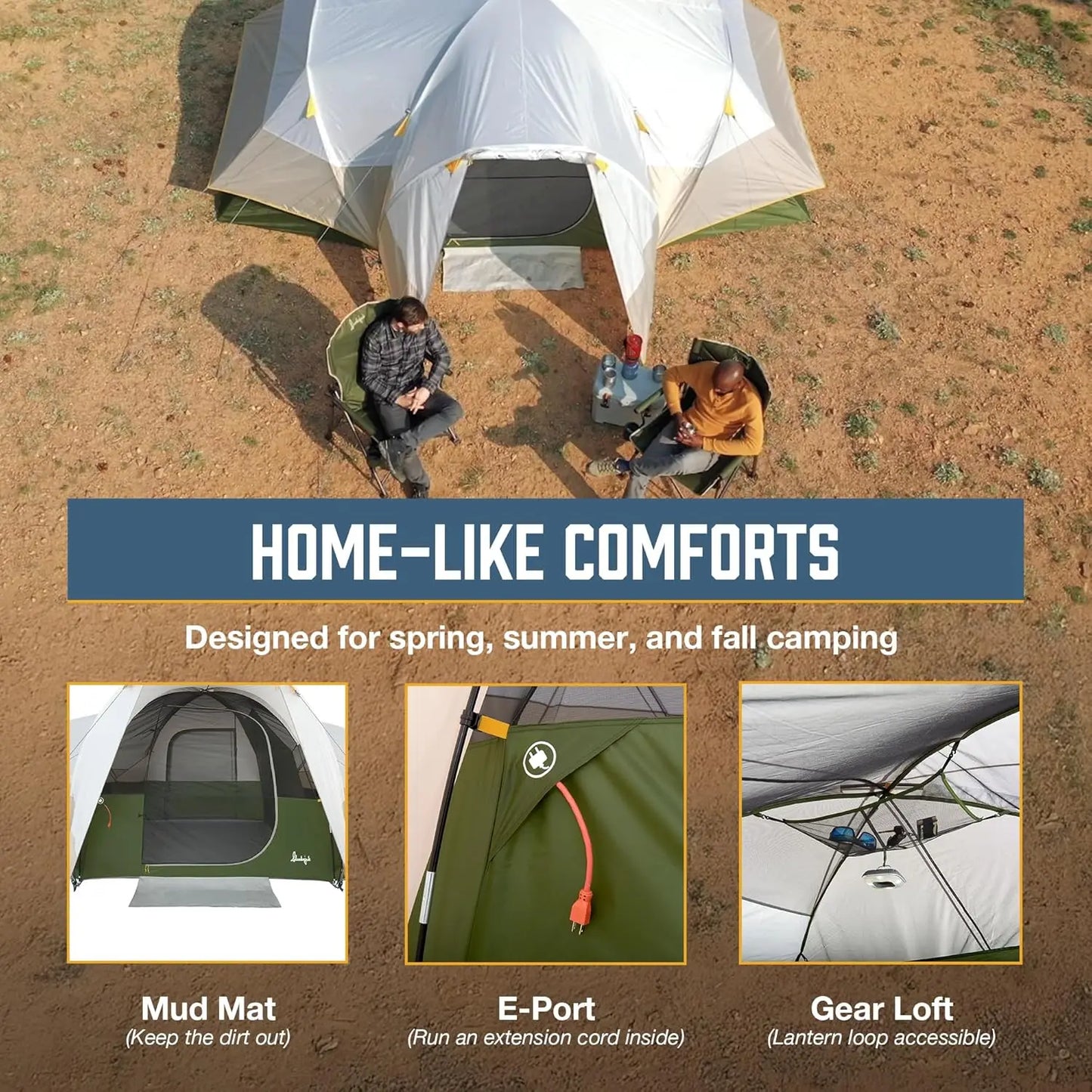XMSJ Hybrid Dome Family Tent With Two Rooms And Vestibule