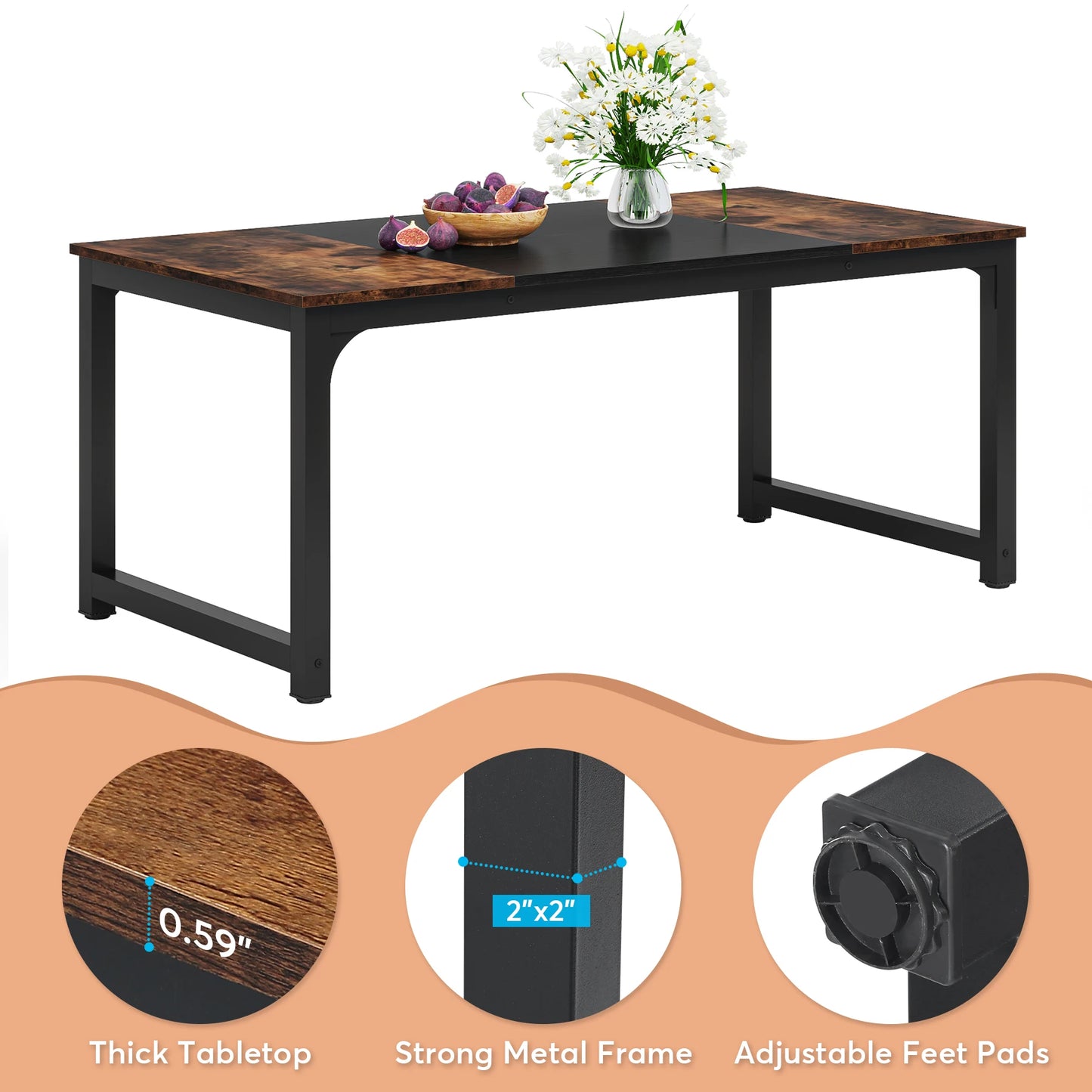 Tribesigns Industrial Dining Table for Dining Room