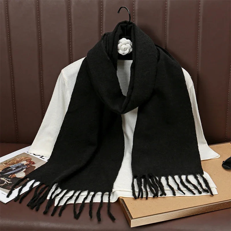 Runmeifacn Warm Cashmere Scarf For Women Solid Knit Wrap