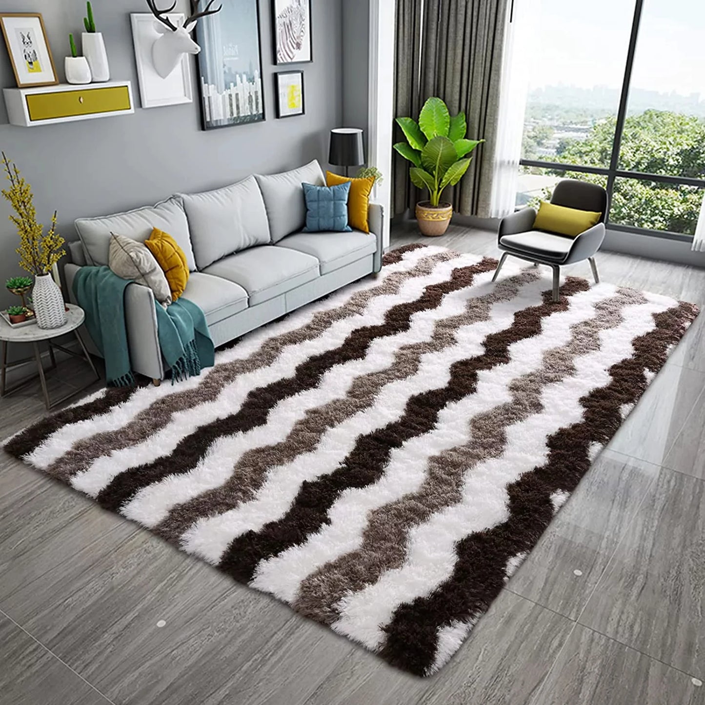 Aubusson Plush Shag Rug For Living Room Modern Decor