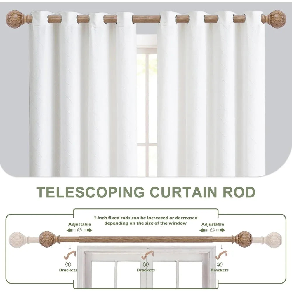 Hign-concerned Two Pack Wood Curtain Rods Adjustable