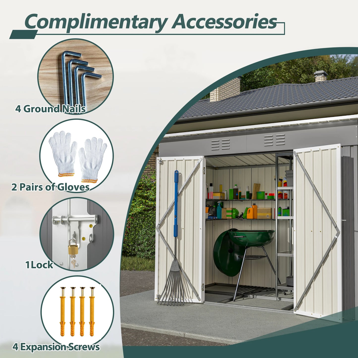 LZBEITEM Outdoor Storage Shed With Lockable Door And Vents