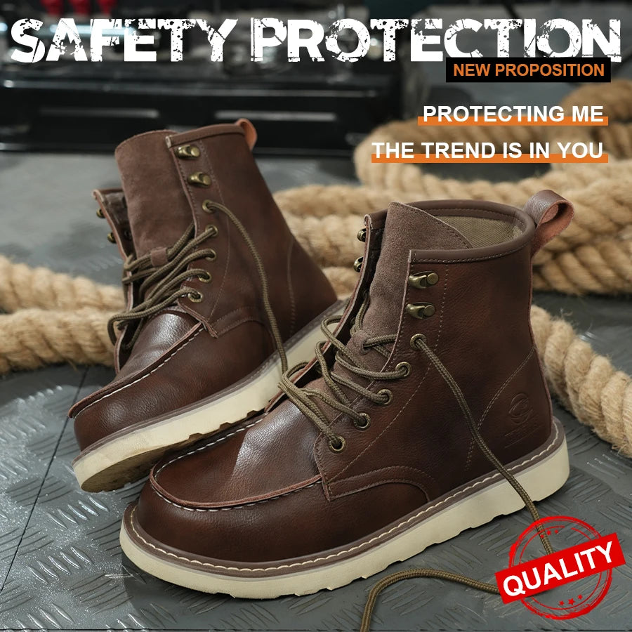 Two Layer Cowhide High Top Anti Smash Puncture Safety Boots