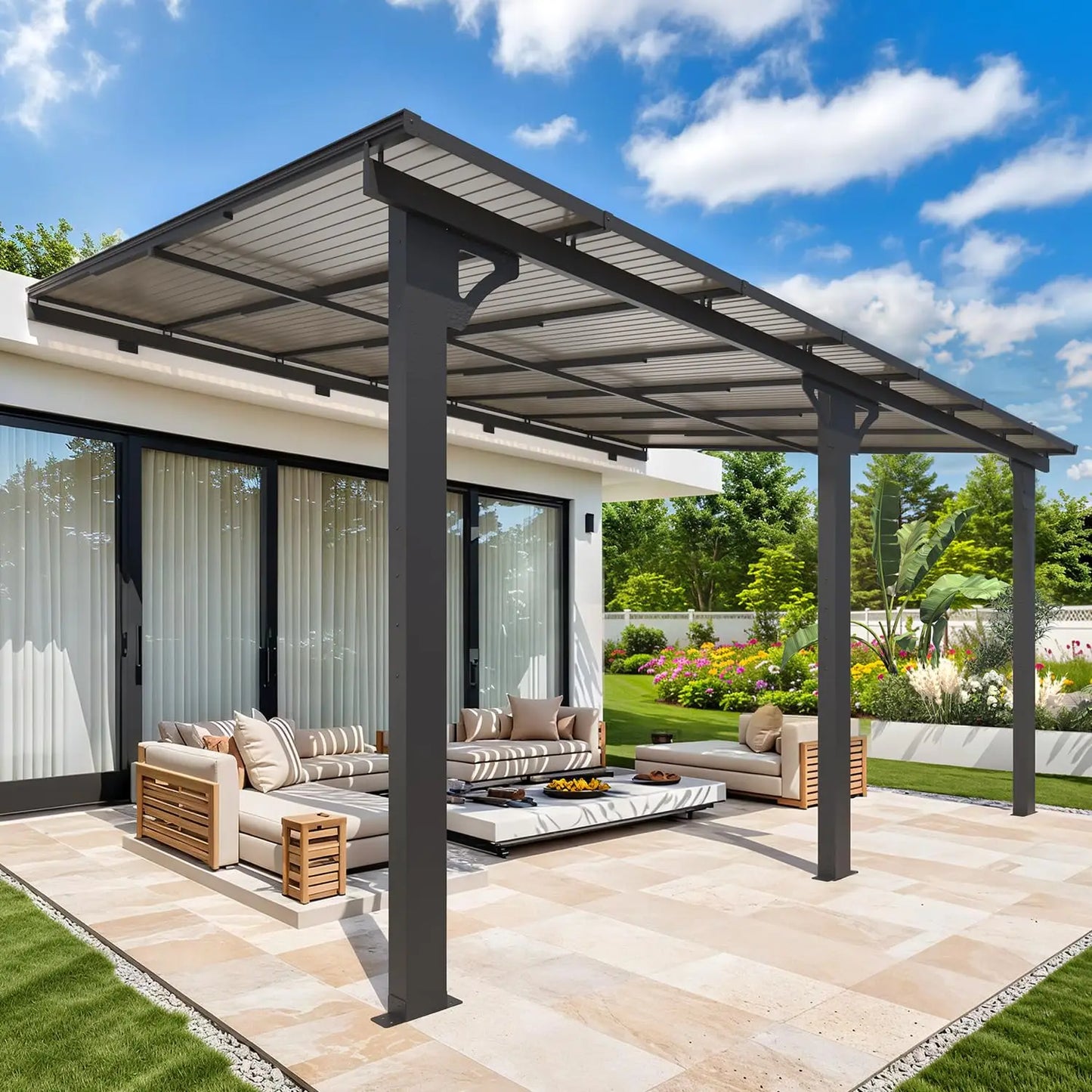 Heavy Duty Aluminum Gazebo For Patio Hard Top Outdoor Shade