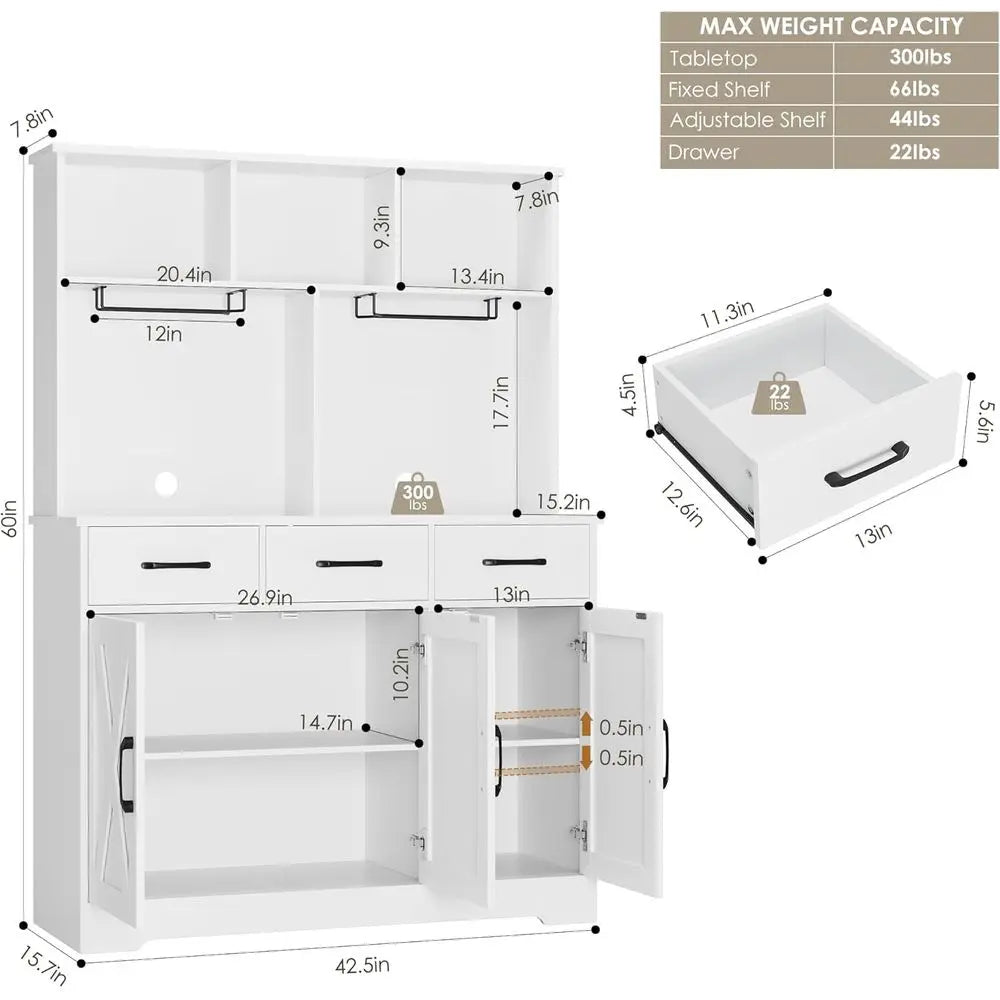 LISM Buffet Cabinet With Hutch And Bar Station For Liquor