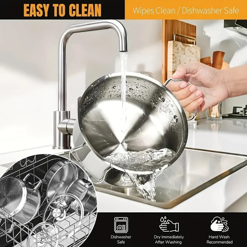 Stainless Steel Cookware Set Non Toxic With Stay Cool Handles Dishwasher Safe