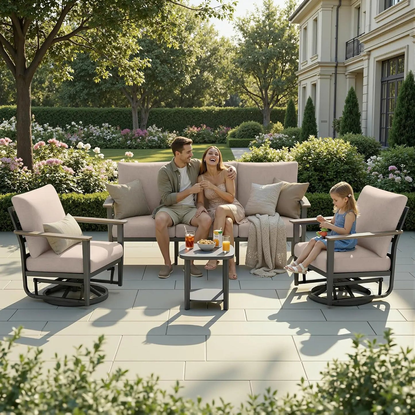 Aluminum Outdoor Patio Conversation Set With Swivel Rocking